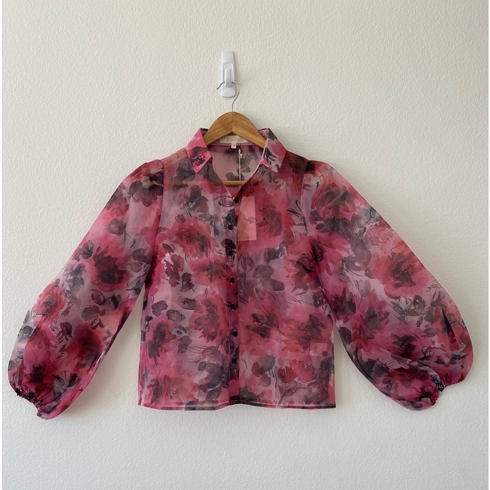 Fanco Pink Organza Floral Top